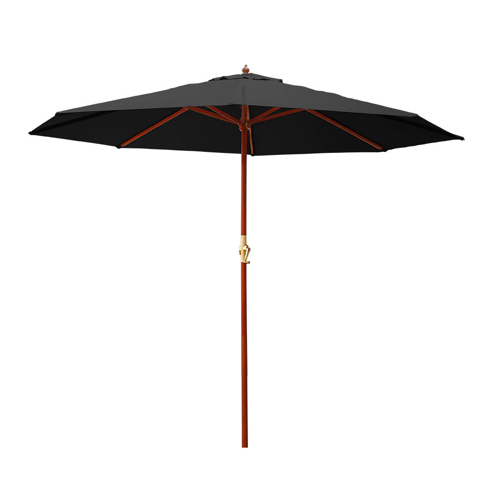 Instahut Outdoor Umbrella 3M Pole Cantilever Stand Garden Umbrellas Patio Black-Furniture > Outdoor-PEROZ Accessories