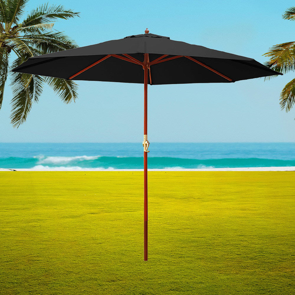 Instahut Outdoor Umbrella 3M Pole Cantilever Stand Garden Umbrellas Patio Black-Furniture > Outdoor-PEROZ Accessories