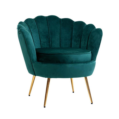 Artiss Armchair Lounge Chair Accent Armchairs Retro Lounge Accent Chair Single Sofa Velvet Shell Back Seat Green-Furniture &gt; Living Room - Peroz Australia - Image - 3