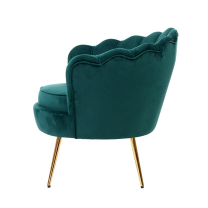 Artiss Armchair Lounge Chair Accent Armchairs Retro Lounge Accent Chair Single Sofa Velvet Shell Back Seat Green-Furniture &gt; Living Room - Peroz Australia - Image - 6