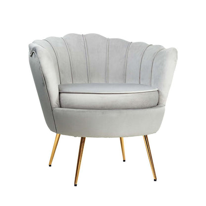 Artiss Armchair Lounge Chair Accent Armchairs Retro Single Sofa Velvet Grey-Furniture &gt; Living Room - Peroz Australia - Image - 3