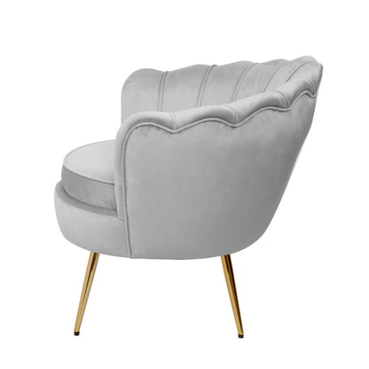 Artiss Armchair Lounge Chair Accent Armchairs Retro Single Sofa Velvet Grey-Furniture &gt; Living Room - Peroz Australia - Image - 6