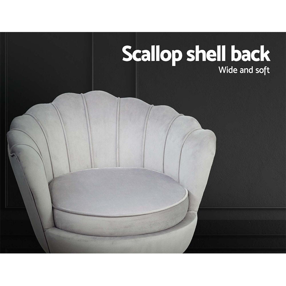 Artiss Armchair Lounge Chair Accent Armchairs Retro Single Sofa Velvet Grey-Furniture &gt; Living Room - Peroz Australia - Image - 7