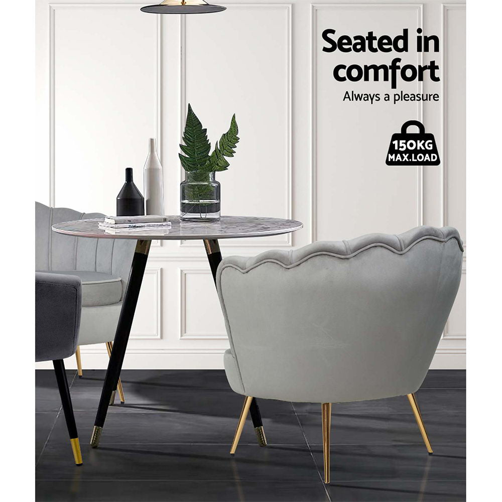 Artiss Armchair Lounge Chair Accent Armchairs Retro Single Sofa Velvet Grey-Furniture &gt; Living Room - Peroz Australia - Image - 8