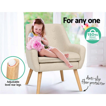 Artiss Fabric Dining Armchair - Beige-Furniture &gt; Living Room - Peroz Australia - Image - 8