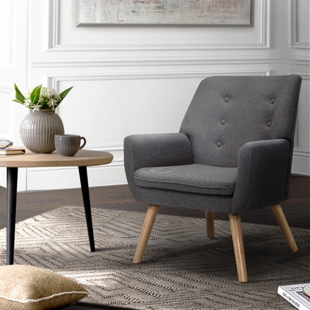 Artiss Fabric Dining Armchair - Grey-Furniture &gt; Living Room - Peroz Australia - Image - 1