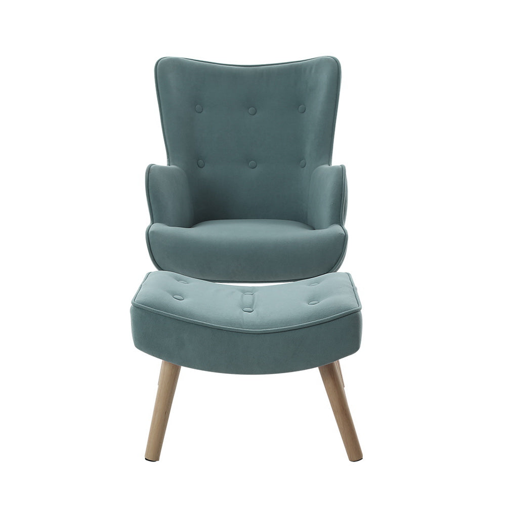 Artiss Armchair Lounge Chair Ottoman Accent Armchairs Sofa Fabric Chairs Blue-Armchairs - Peroz Australia - Image - 4