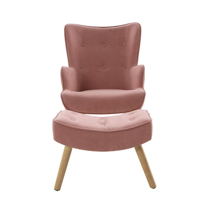 Artiss Armchair Lounge Chair Ottoman Accent Armchairs Sofa Fabric Chairs Pink-Armchairs - Peroz Australia - Image - 5