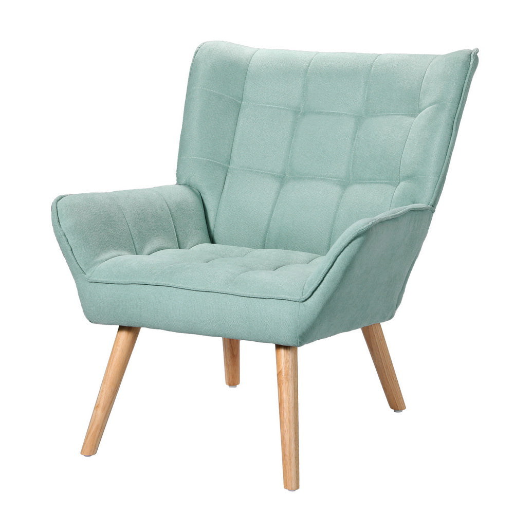 Artiss Armchair Lounge Chair Accent Chairs Sofa Linen Fabric Cushion Seat Blue-Furniture &gt; Bar Stools &amp; Chairs-PEROZ Accessories