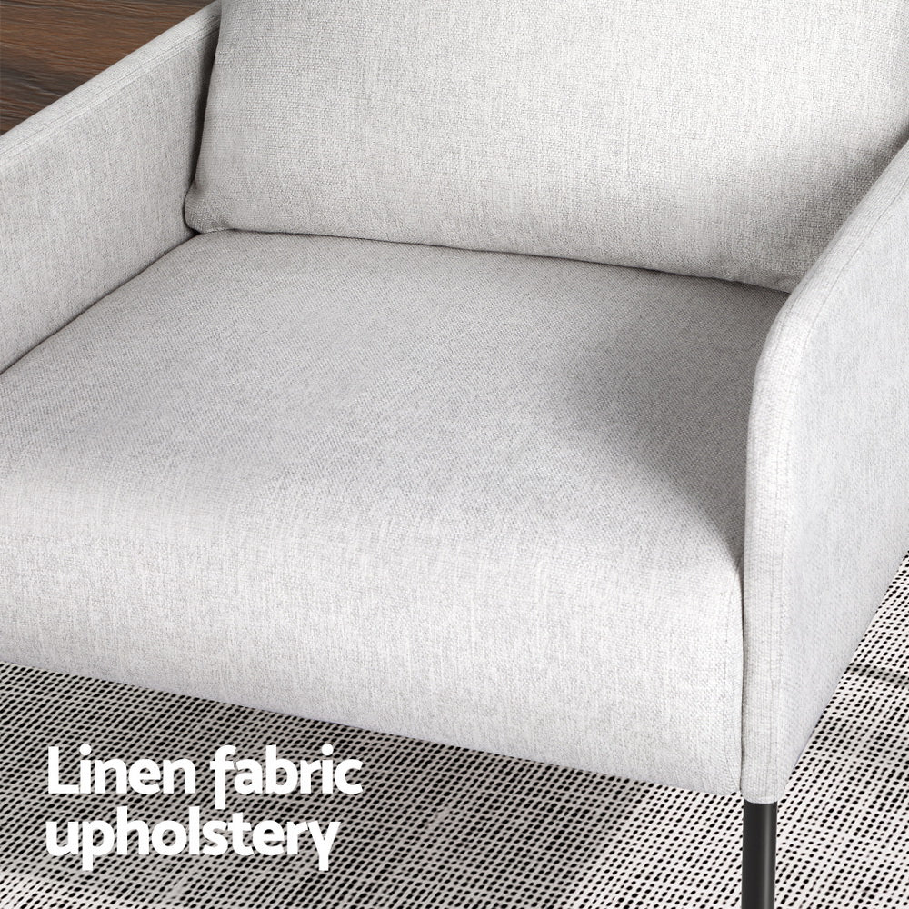Artiss Armchair Lounge Chair Accent Chair Single Sofa Grey Linen Fabric-Furniture > Bar Stools & Chairs-PEROZ Accessories