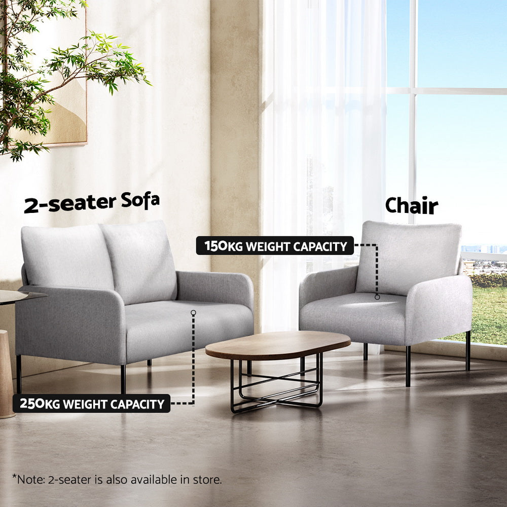 Artiss Armchair Lounge Chair Accent Chair Single Sofa Grey Linen Fabric-Furniture > Bar Stools & Chairs-PEROZ Accessories