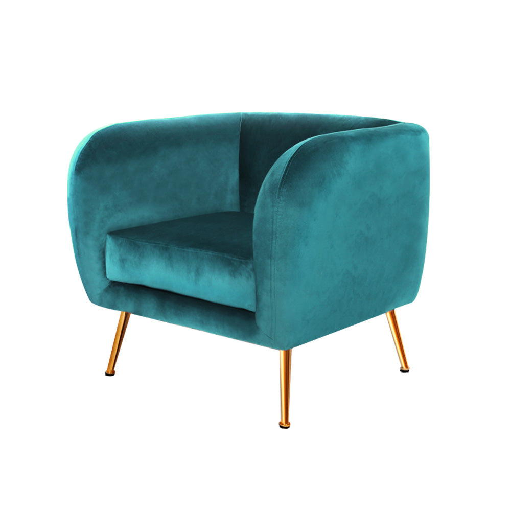Artiss Armchair Lounge Sofa Arm Chair Accent Chairs Armchairs Couch Velvet Green-Armchairs - Peroz Australia - Image - 2