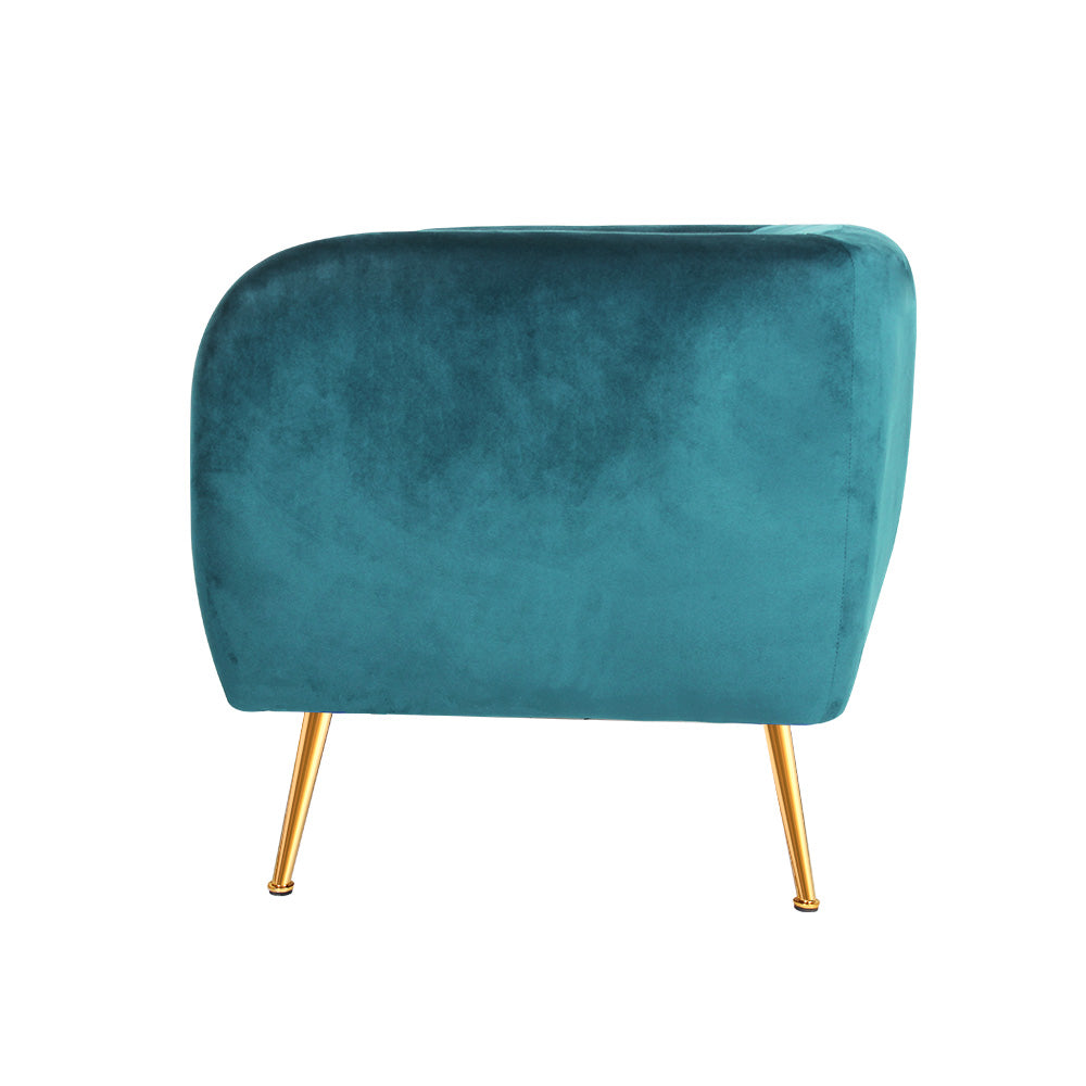 Artiss Armchair Lounge Sofa Arm Chair Accent Chairs Armchairs Couch Velvet Green-Armchairs - Peroz Australia - Image - 5