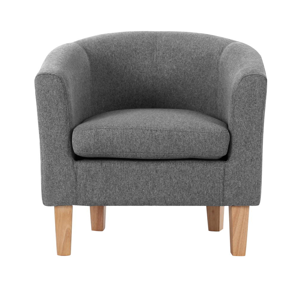 Artiss Abby Fabric Armchair - Grey-Furniture > Bar Stools & Chairs - Peroz Australia - Image - 4