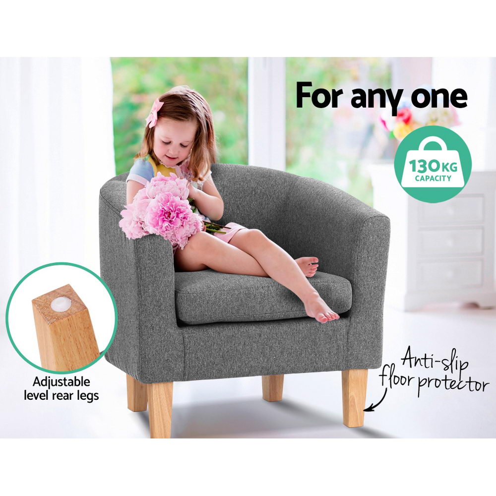 Artiss Abby Fabric Armchair - Grey-Furniture > Bar Stools & Chairs - Peroz Australia - Image - 8