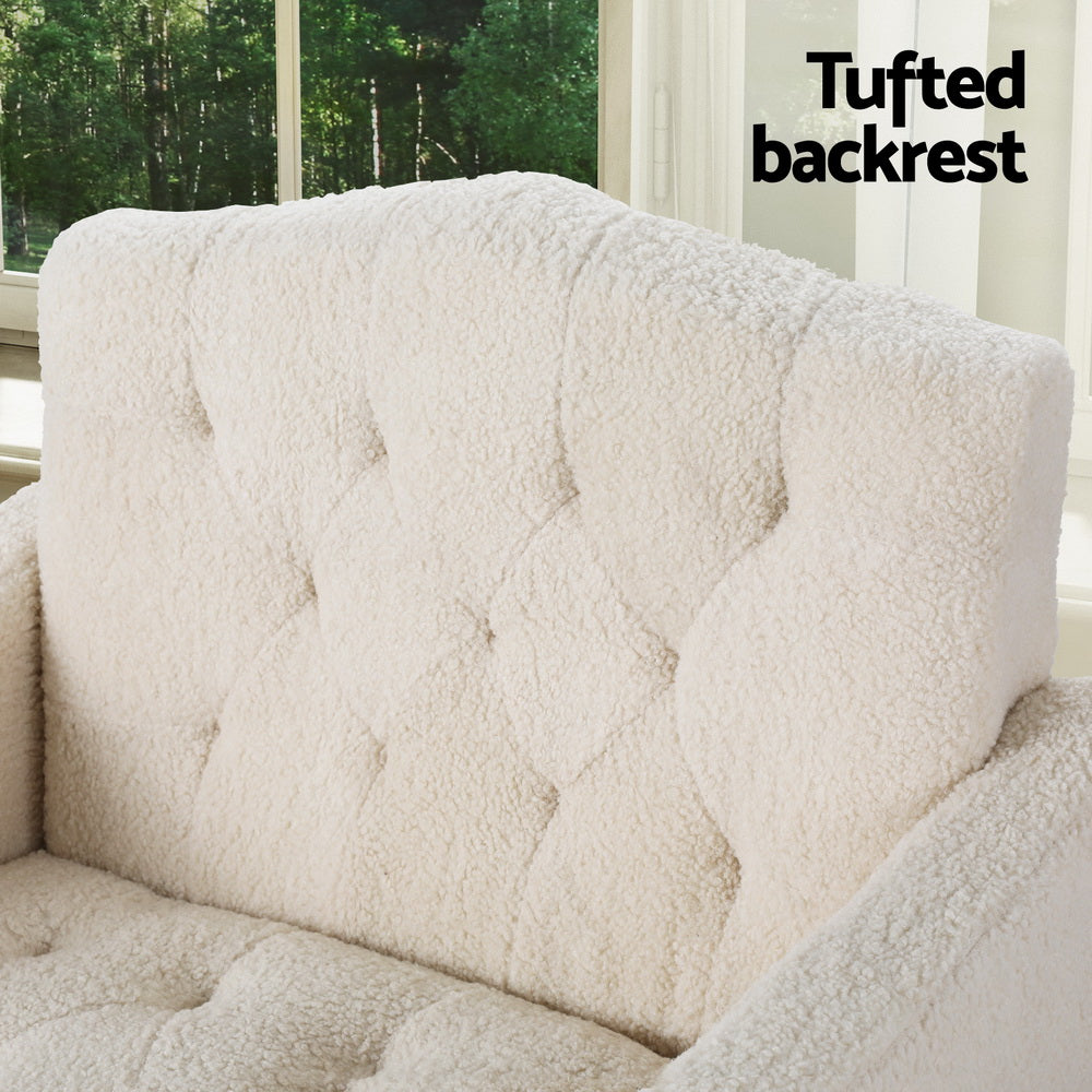 Artiss Armchair Boucle Beige Nicole-Furniture > Bar Stools & Chairs-PEROZ Accessories