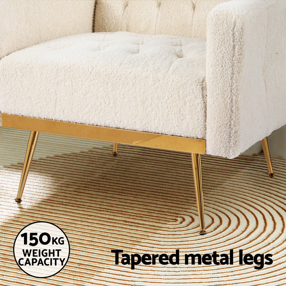 Artiss Armchair Boucle Beige Nicole-Furniture > Bar Stools & Chairs-PEROZ Accessories