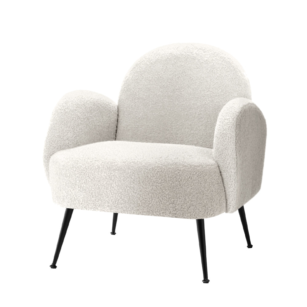 Artiss Armchair Lounge Chair Armchairs Accent Arm Chairs Sherpa Boucle White-Armchair - Peroz Australia - Image - 2