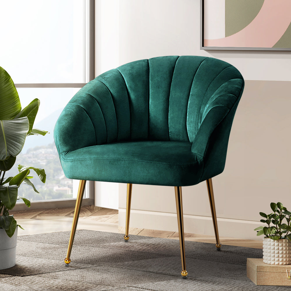 Artiss Armchair Lounge Chair Accent Armchairs Chairs Velvet Sofa Green Couch-Armchairs - Peroz Australia - Image - 1