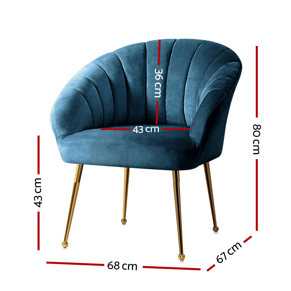 Artiss Armchair Lounge Chair Armchairs Accent Chairs Navy Blue Velvet Sofa Couch-Armchairs - Peroz Australia - Image - 3