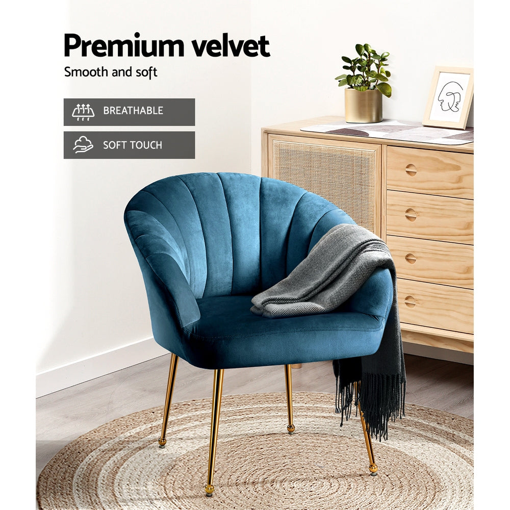 Artiss Armchair Lounge Chair Armchairs Accent Chairs Navy Blue Velvet Sofa Couch-Armchairs - Peroz Australia - Image - 6