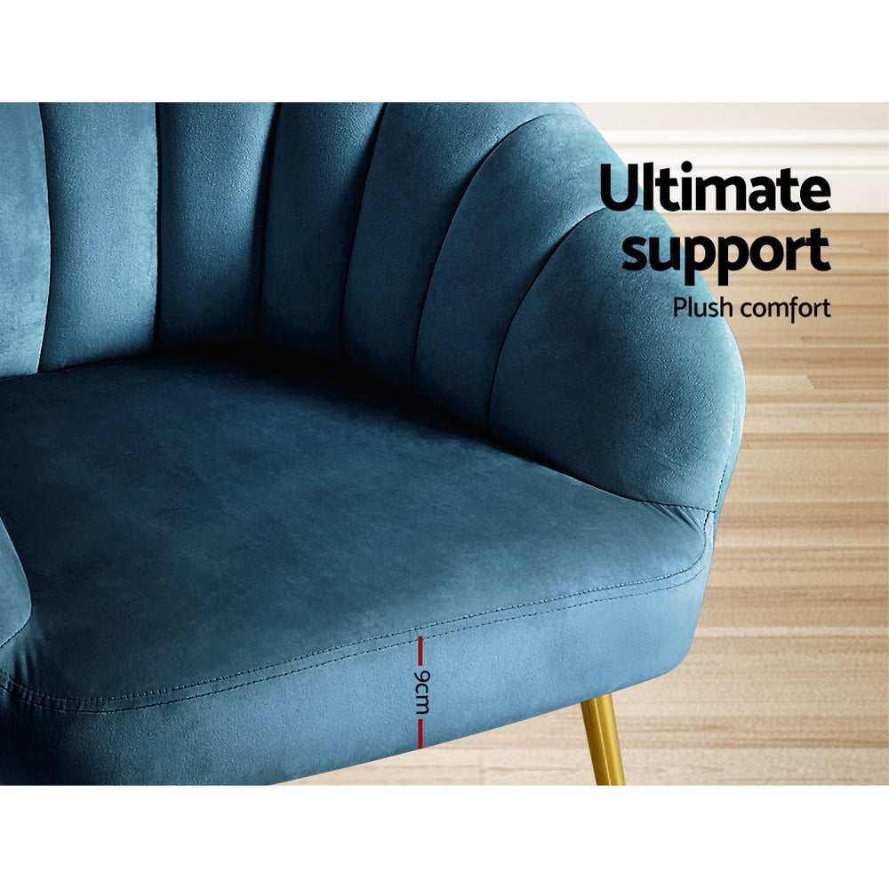 Artiss Armchair Lounge Chair Armchairs Accent Chairs Navy Blue Velvet Sofa Couch-Armchairs - Peroz Australia - Image - 7
