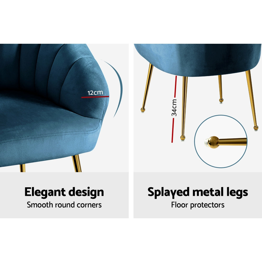 Artiss Armchair Lounge Chair Armchairs Accent Chairs Navy Blue Velvet Sofa Couch-Armchairs - Peroz Australia - Image - 8