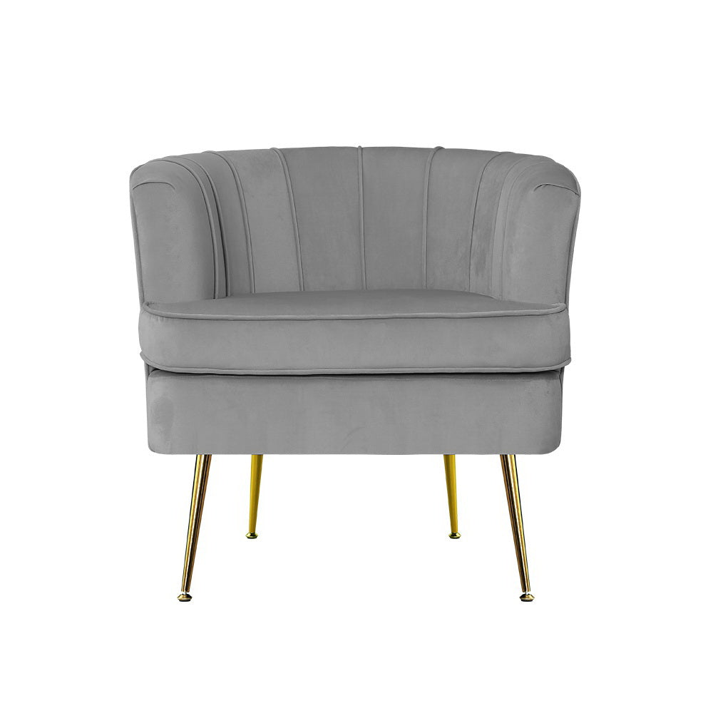 Artiss Armchair Lounge Accent Chair Armchairs Sofa Chairs Velvet Grey Couch-Armchairs - Peroz Australia - Image - 4