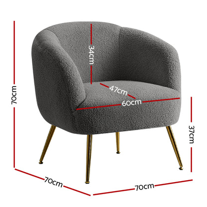 Artiss Armchair Lounge Chair Accent Chairs Arm Armchairs Sherpa Boucle Charcoal-Armchair - Peroz Australia - Image - 3