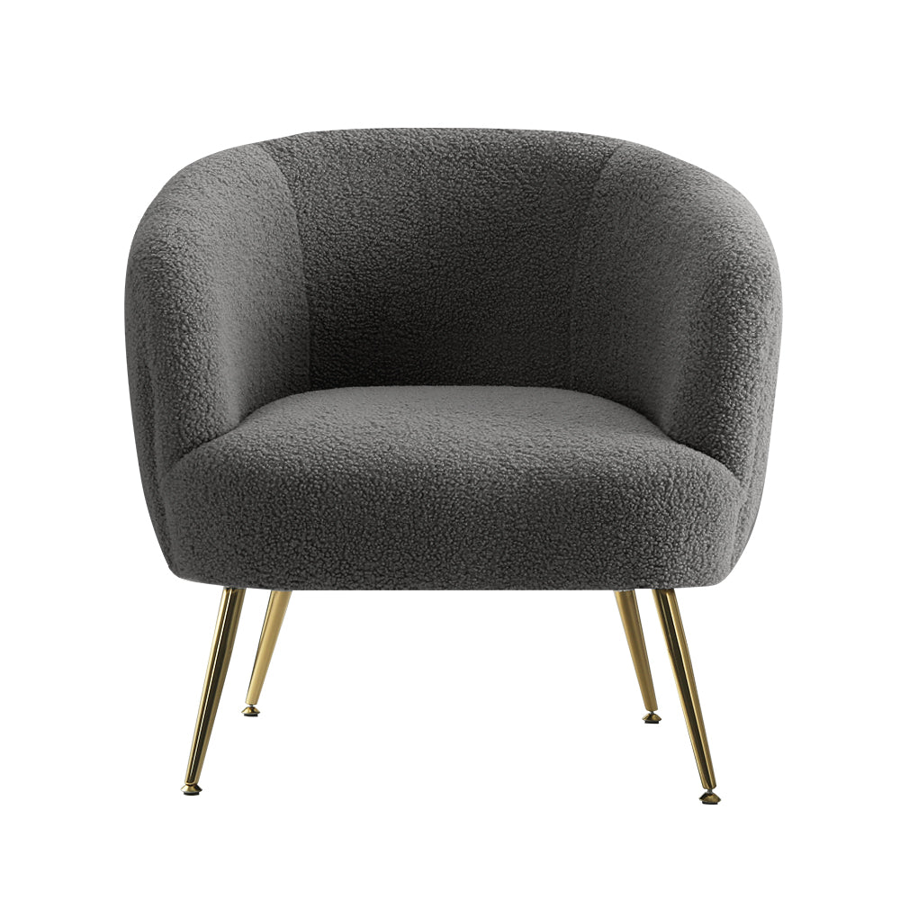 Artiss Armchair Lounge Chair Accent Chairs Arm Armchairs Sherpa Boucle Charcoal-Armchair - Peroz Australia - Image - 4