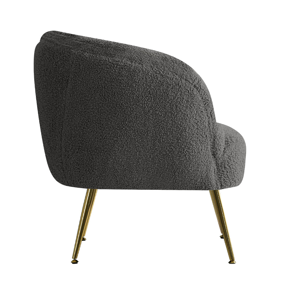 Artiss Armchair Lounge Chair Accent Chairs Arm Armchairs Sherpa Boucle Charcoal-Armchair - Peroz Australia - Image - 5