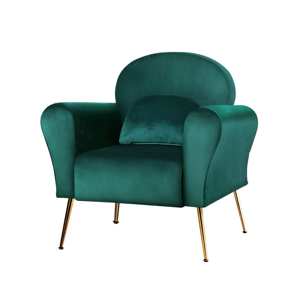 Artiss Armchair Lounge Chair Accent Armchairs Chairs Sofa Green Cushion Velvet-Armchairs - Peroz Australia - Image - 2