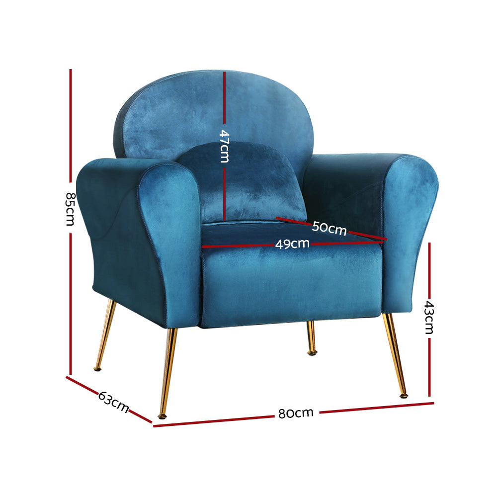 Artiss Armchair Lounge Chair Accent Chairs Armchairs Sofa Navy Velvet Cushion-Armchairs - Peroz Australia - Image - 3
