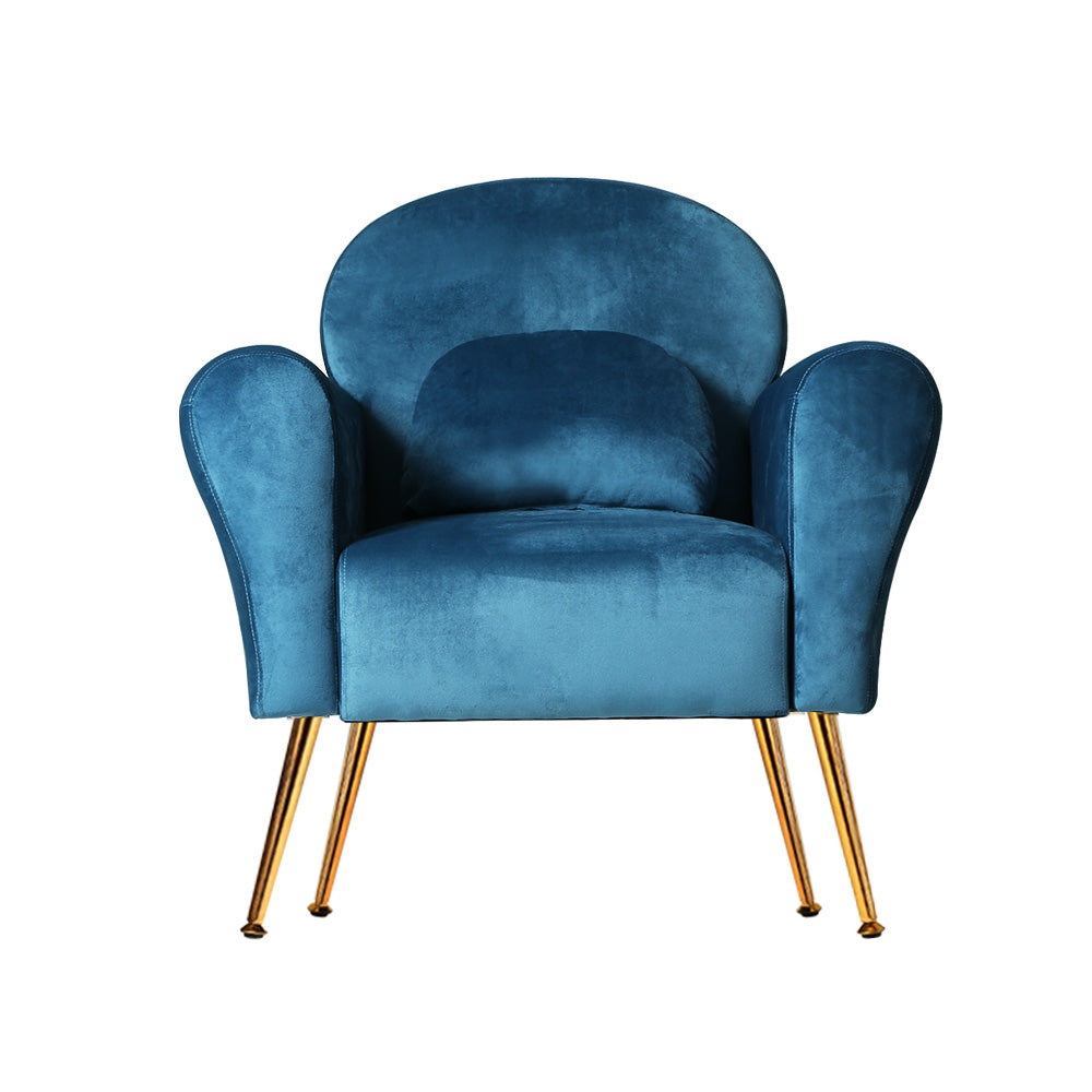 Artiss Armchair Lounge Chair Accent Chairs Armchairs Sofa Navy Velvet Cushion-Armchairs - Peroz Australia - Image - 4