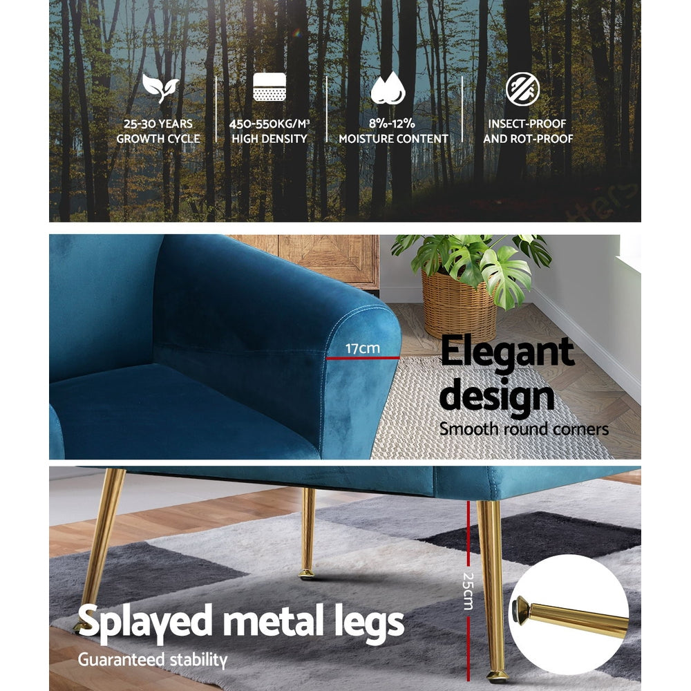 Artiss Armchair Lounge Chair Accent Chairs Armchairs Sofa Navy Velvet Cushion-Armchairs - Peroz Australia - Image - 8