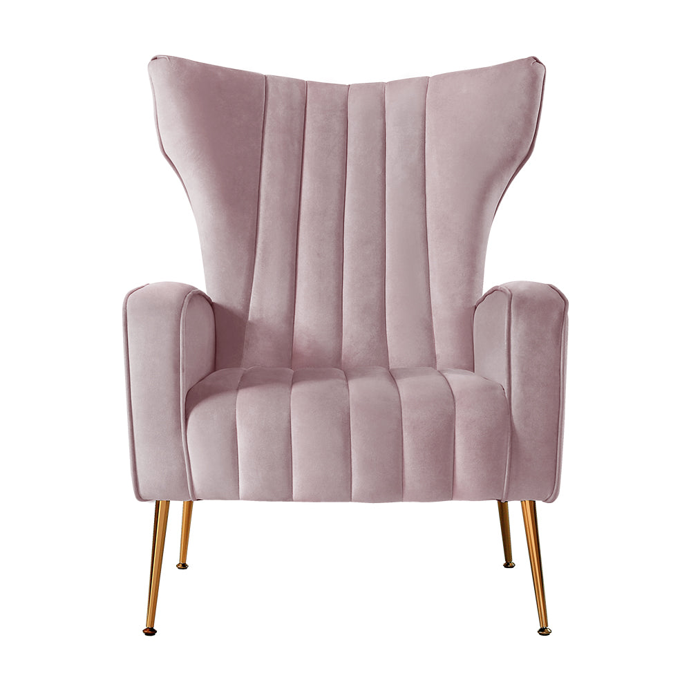 Artiss Armchair Lounge Chair Accent Armchairs Chairs Velvet Sofa Pink Seat-Armchairs - Peroz Australia - Image - 4