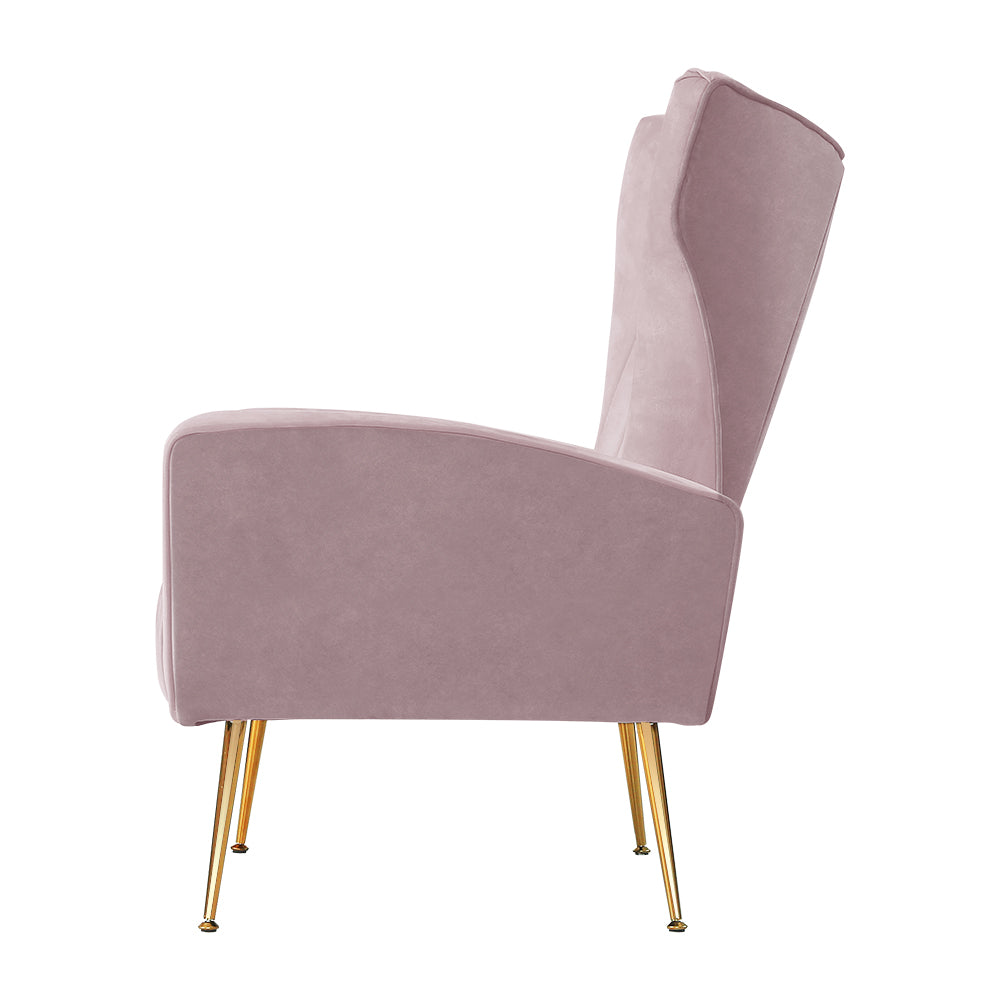 Artiss Armchair Lounge Chair Accent Armchairs Chairs Velvet Sofa Pink Seat-Armchairs - Peroz Australia - Image - 5