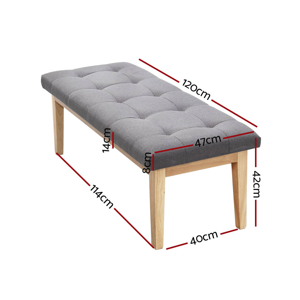 Artiss Bench Bedroom Benches Ottoman Upholstered Fabric Chair Foot Stool 120cm-Furniture > Living Room - Peroz Australia - Image - 3