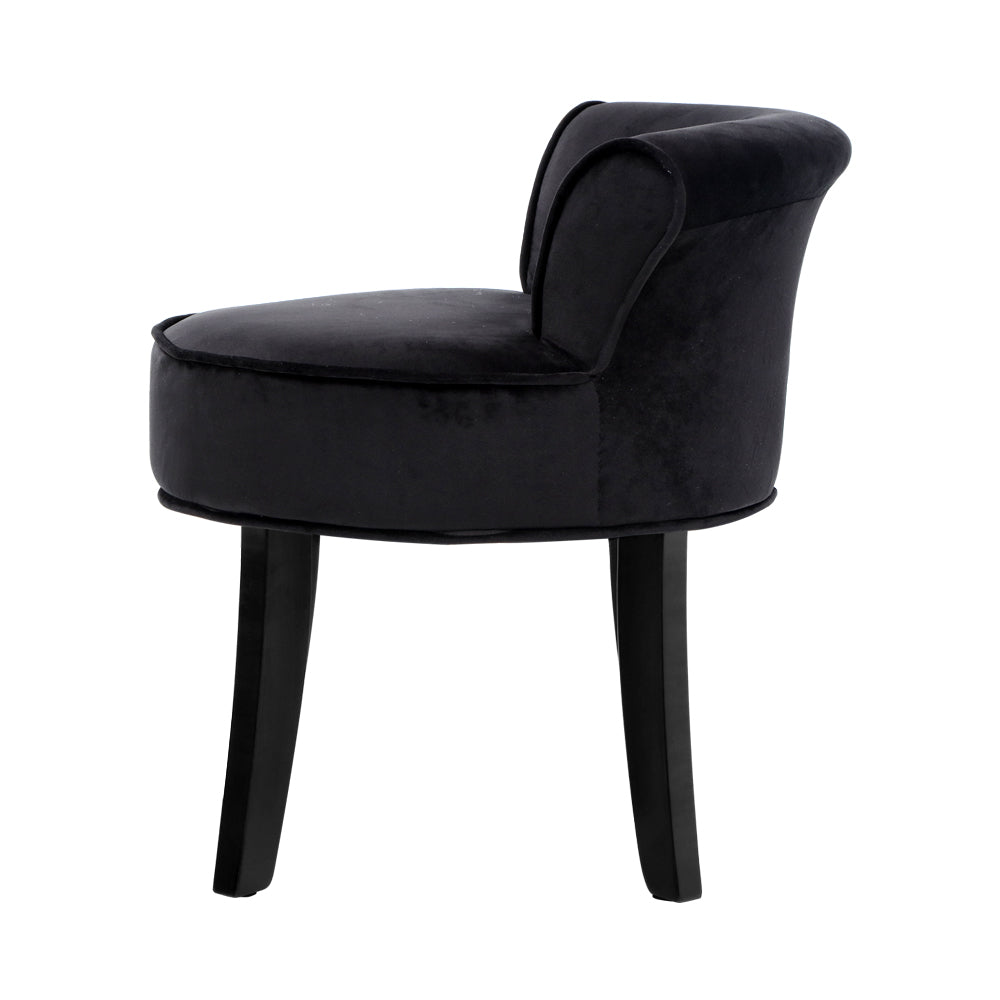Artiss Velvet Vanity Stool Backrest Stools Dressing Table Chair Makeup Bedroom Black-Furniture &gt; Dining - Peroz Australia - Image - 5