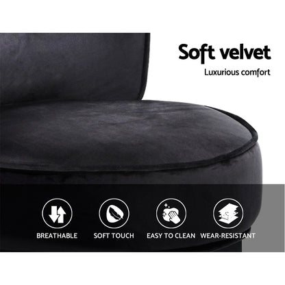 Artiss Velvet Vanity Stool Backrest Stools Dressing Table Chair Makeup Bedroom Black-Furniture &gt; Dining - Peroz Australia - Image - 7