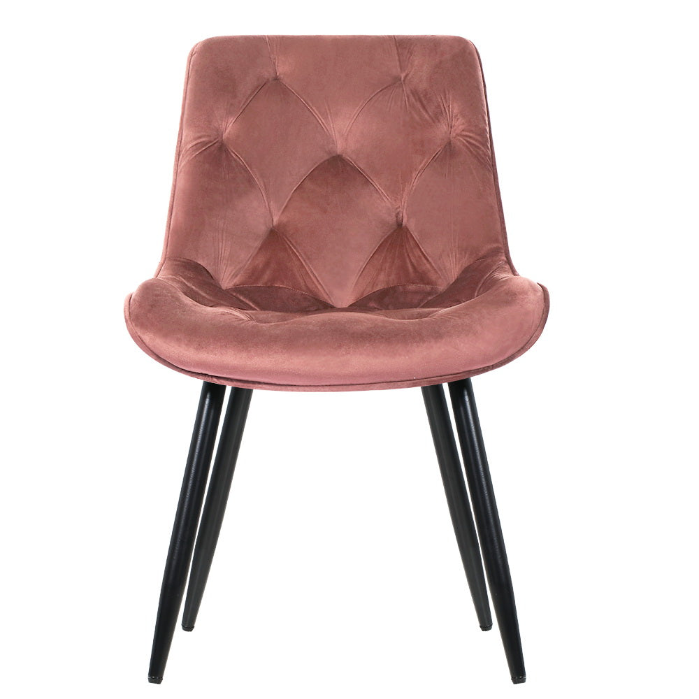 Artiss Set of 2 Starlyn Dining Chairs Kitchen Chairs Velvet Padded Seat Pink-Dining Chairs - Peroz Australia - Image - 3