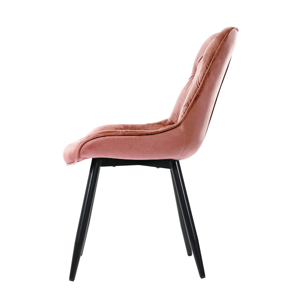 Artiss Set of 2 Starlyn Dining Chairs Kitchen Chairs Velvet Padded Seat Pink-Dining Chairs - Peroz Australia - Image - 4