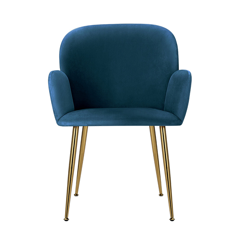 Artiss Set of 2 Kynsee Dining Chairs Armchair Cafe Chair Upholstered Velvet Blue-Dining Chairs - Peroz Australia - Image - 4