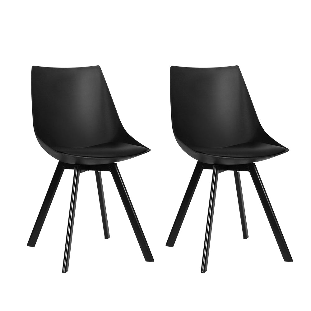 Artiss Set of 2 Lylette Dining Chairs Cafe Chairs PU Leather Padded Seat Black-Dining Chairs - Peroz Australia - Image - 4