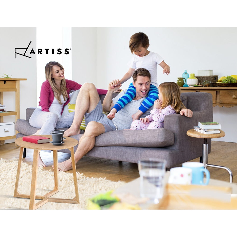 Artiss Coffee Table Round Side Tables Nightstand Bedside Furniture Wooden Beige-Furniture > Living Room - Peroz Australia - Image - 6