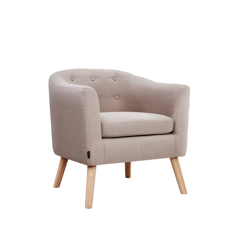 Artiss ADORA Armchair Tub Chair Single Accent Armchairs Sofa Lounge Fabric Beige-Furniture > Bar Stools & Chairs - Peroz Australia - Image - 2