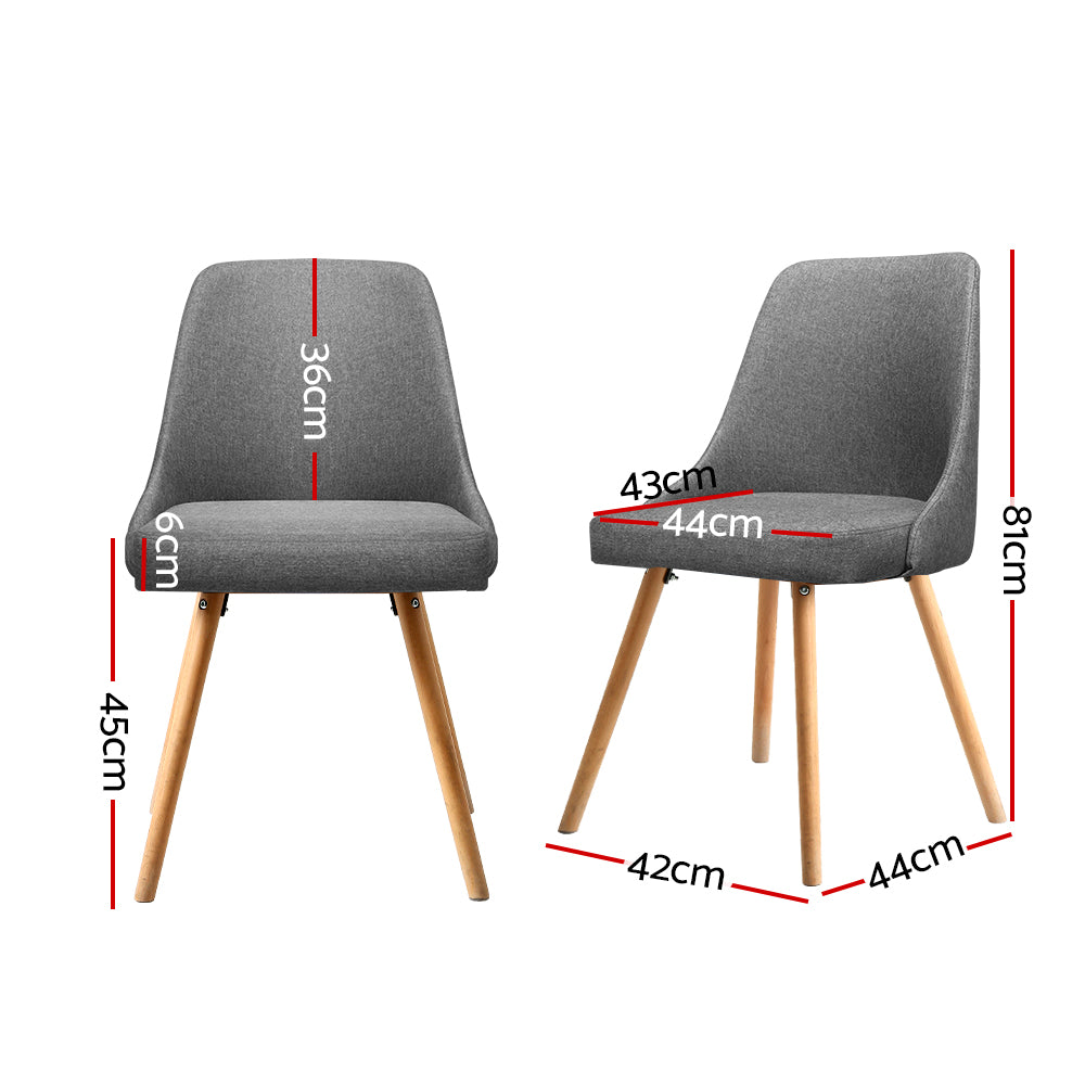 Artiss Set of 2 Replica Dining Chairs Beech Wooden Timber Chair Kitchen Fabric Grey-Furniture > Dining - Peroz Australia - Image - 3