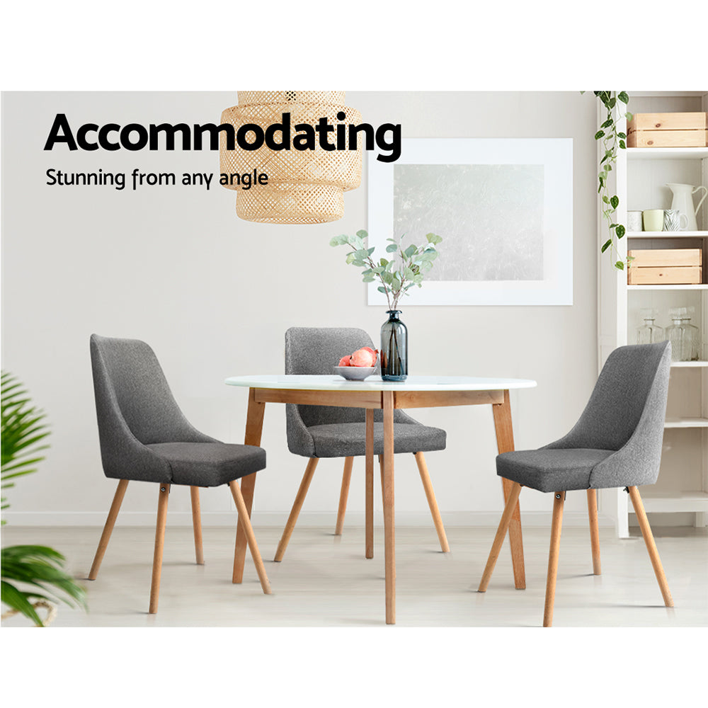 Artiss Set of 2 Replica Dining Chairs Beech Wooden Timber Chair Kitchen Fabric Grey-Furniture > Dining - Peroz Australia - Image - 6