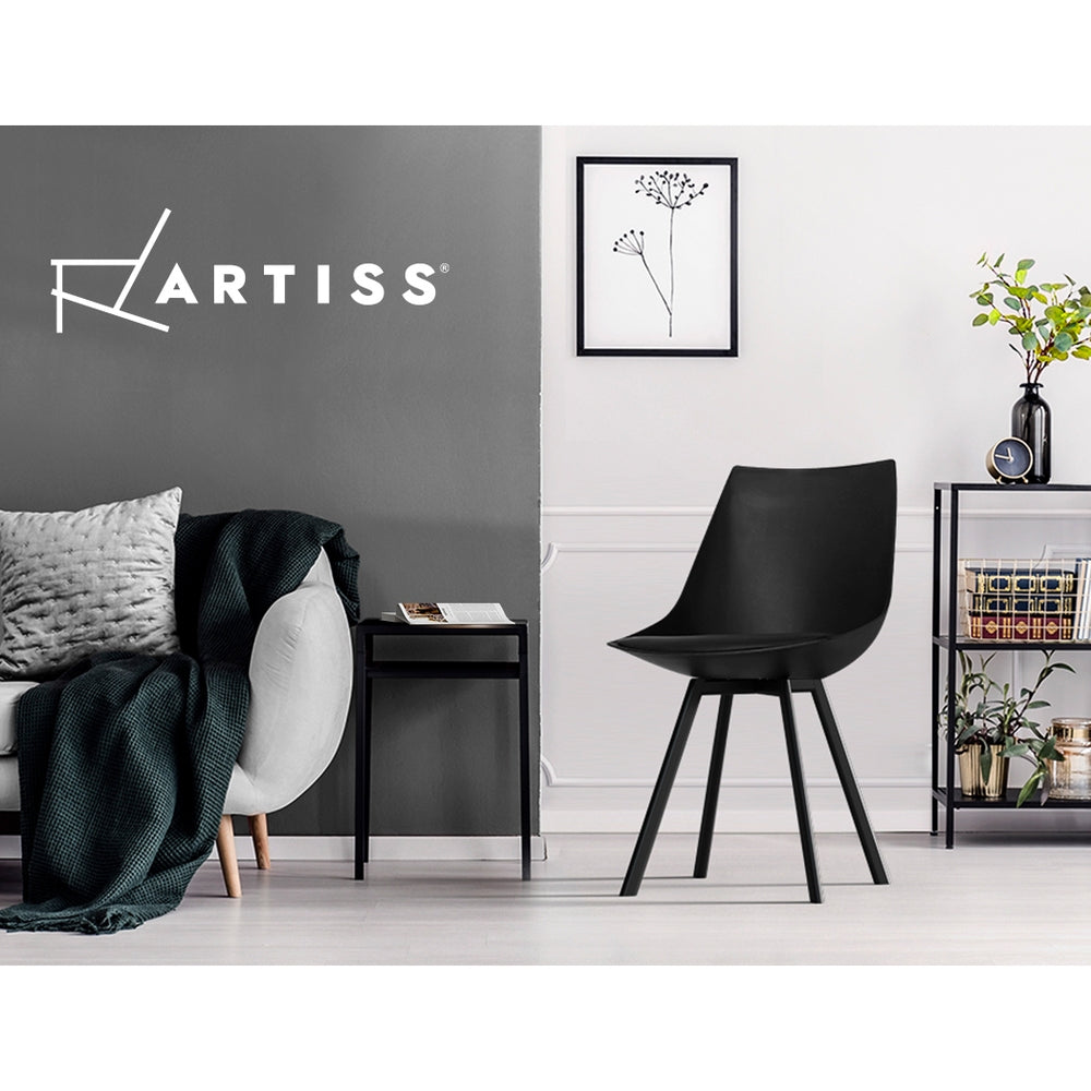 Artiss Set of 2 Lylette Dining Chairs Cafe Chairs PU Leather Padded Seat Black-Dining Chairs - Peroz Australia - Image - 13