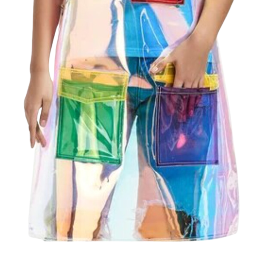 Anyhouz Salon Barber Apron Mix Green Red 3 Pockets Fashion Cross-back Adjustable Waterproof Ideal for Hair Stylist-Aprons-PEROZ Accessories